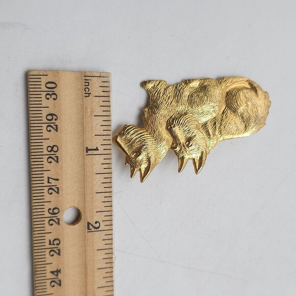 Vintage Gold Tone Scottie Dogs Brooch Pin Scottish Terrier - Picture 5 of 5